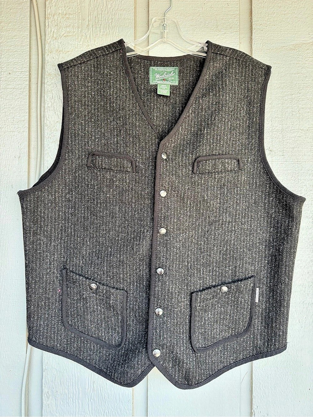 Woolrich Men's Wool Vest Grayish Black Size Large